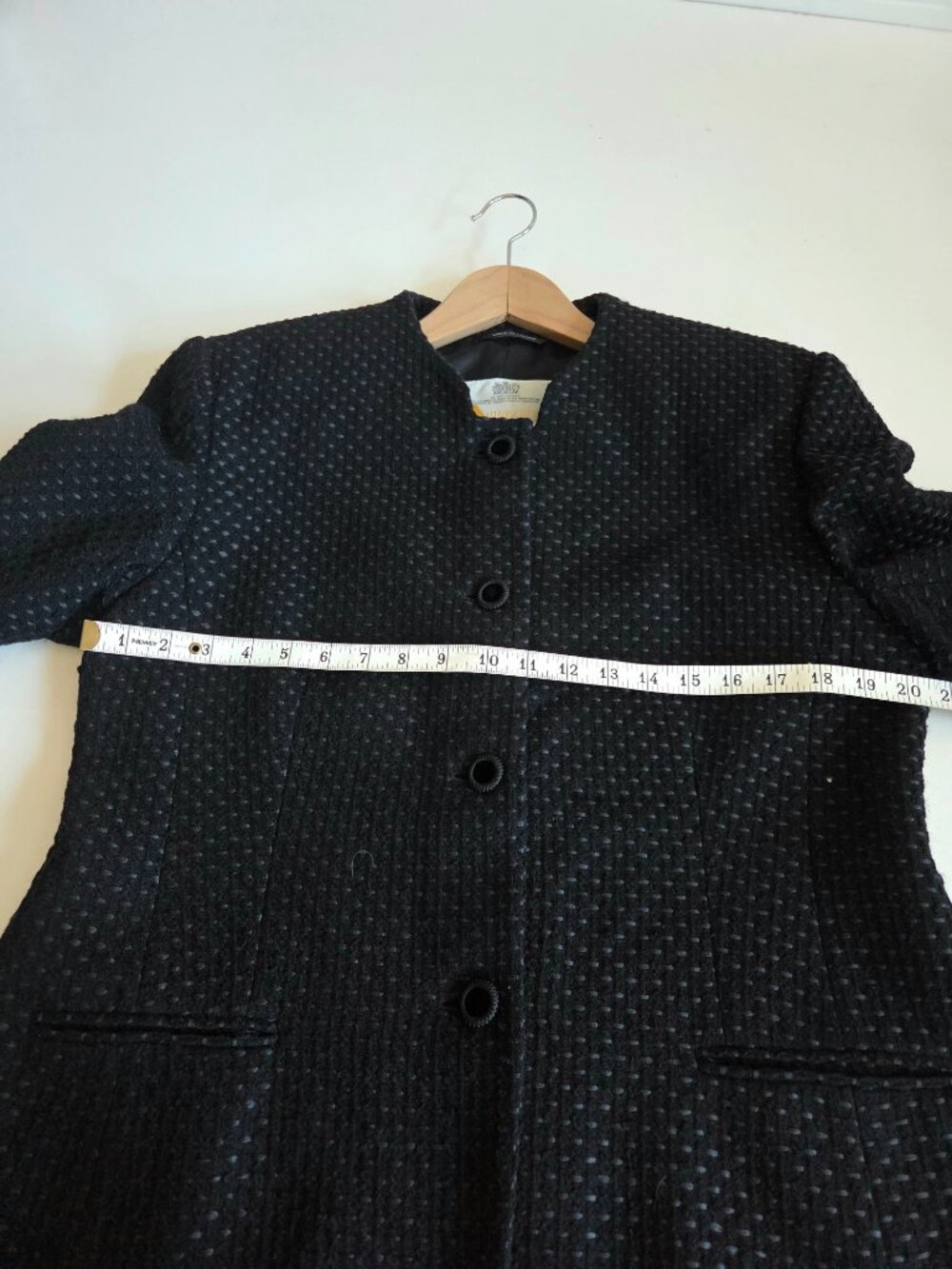 Vintage Aquascutum of London Black Wool Blend Textured Blazer/Coat - Picture 9 of 11